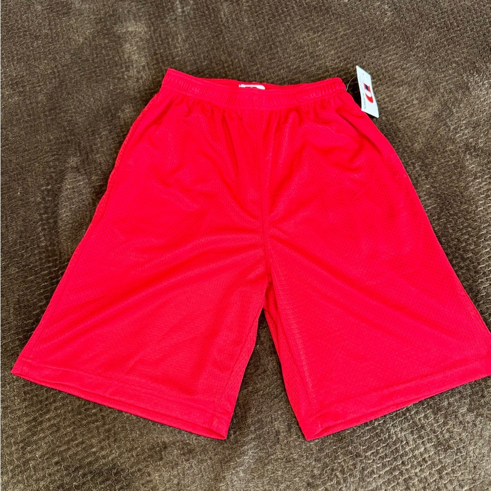 Denny’s Boys Red Athletic Mesh Shorts - Comfortable Elastic Waist